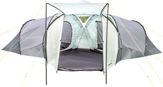  Skandika Bern 4 Koepeltent - Koepeltent - Tenten - 4 Persoons Kampeertent Met Panoramisch Dakraam, 2 Slaapcabines, Grondzeil, 210 Cm Stahoogte, Waterdicht, 4000 Mm Waterkolom - Grote Outdoor Familie Tent, Kampeertent - Grijs