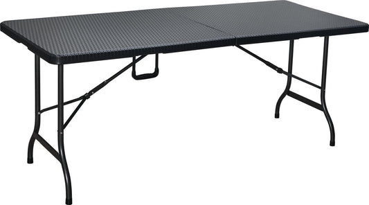  ERRO Vouwtafel - Wickerlook - 180x74cm - Zwart