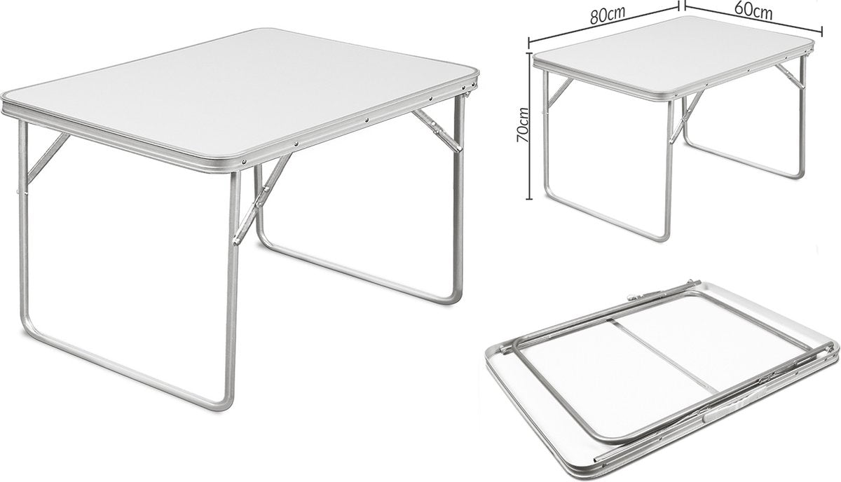 Merkloos Aluminium Inklapbare Tuintafel - Campingtafel - 80x60x68 Cm