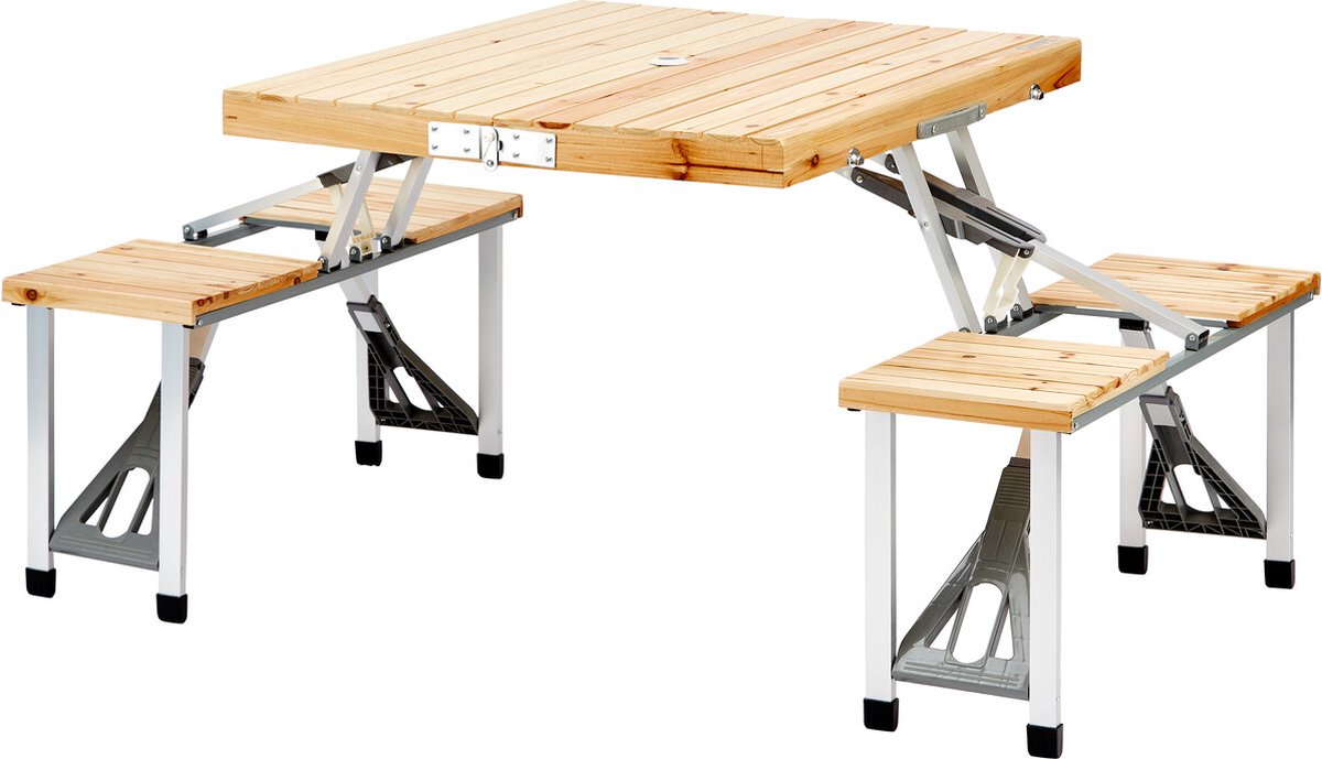  CAMPZ Fir Wood Picknicktafel, Bruin/grijs