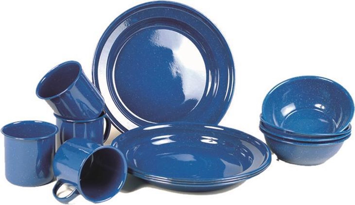  Emaille Camping Servies Set Borden, Mokken, Schaaltjes