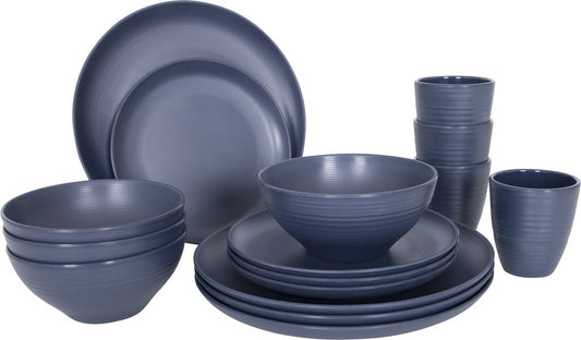  Bo-Camp - Industrial Collection - Servies - Orville - 16 Delig - Blauw