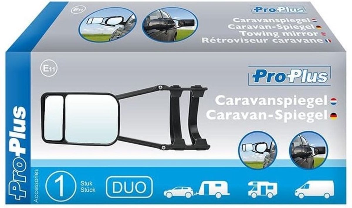 PROPLUS Pro Plus Caravanspiegel - Duo - 23 Cm - Universeel Voor Links En Rechts - Zwart