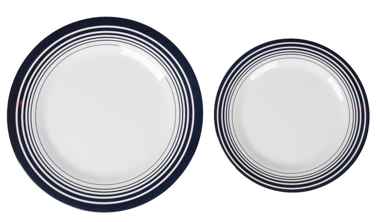  Bo-Camp - Servies - Classic - 16-Delig - Wit/Navy