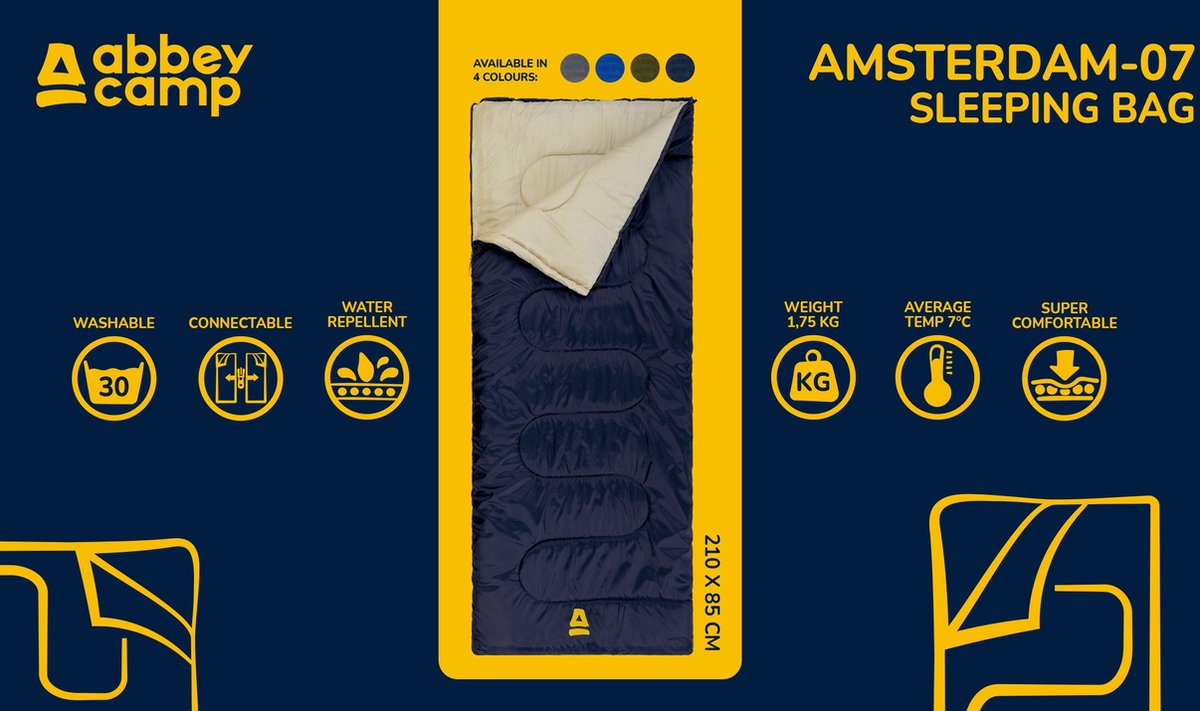  Abbey Camp Slaapzak Amsterdam-07 - Dekenmodel - 210 X 85 Cm - Grijs