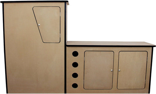  Camper Keuken MDF - Linkerkant EU - Inclusief Kledingstang + Wijnrek - Onbewerkt - Inbouw Kasten Inrichting Kampeerauto Caravan