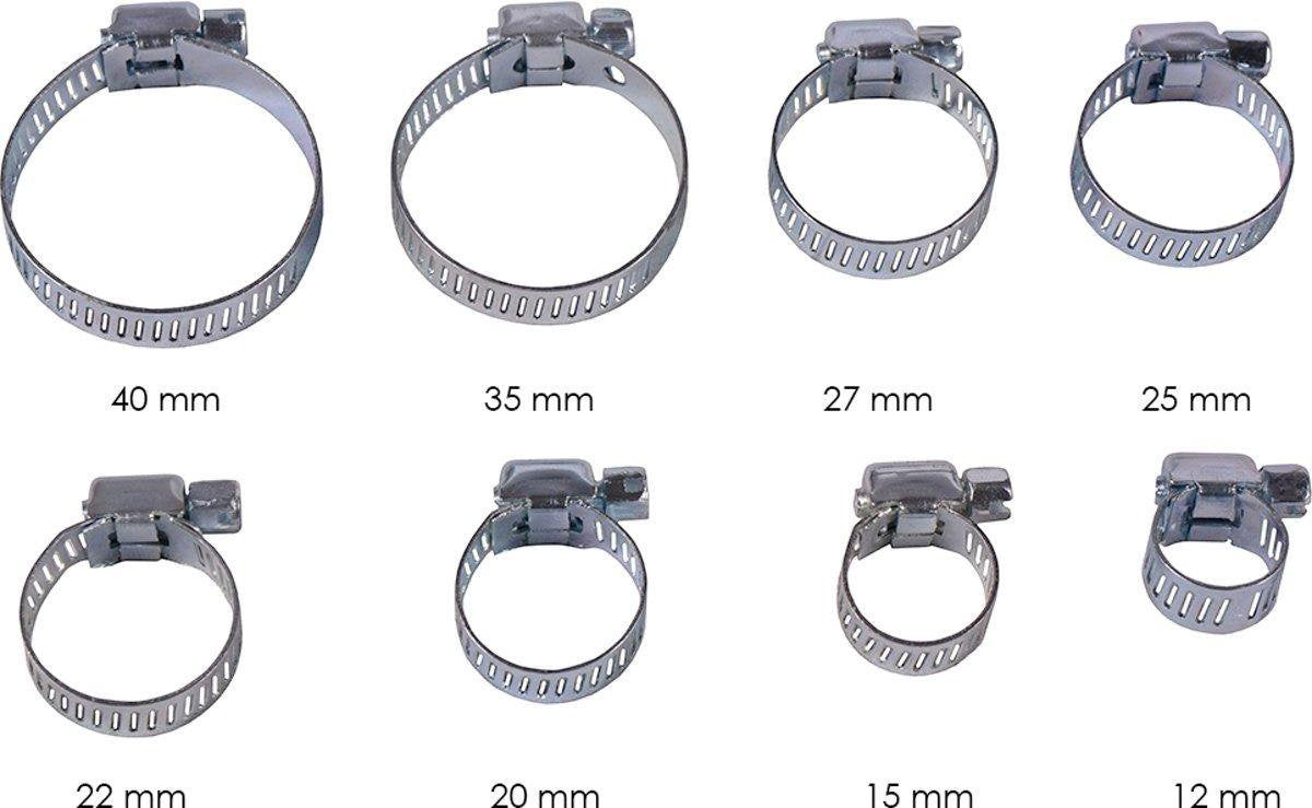  Benson Slangenklemmen Set 40 Delig – 8 Verschillende Formaten – Zilverkleurig