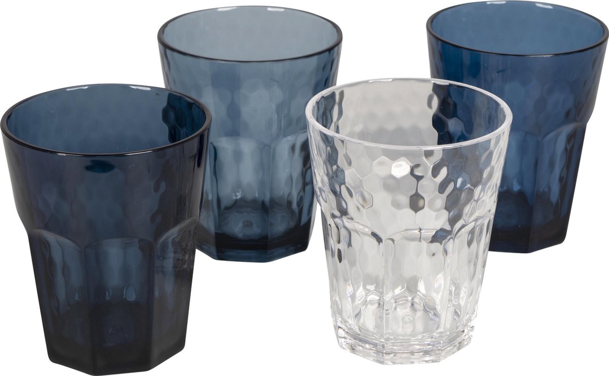  Bo-Camp - Wijn/Limonade Glas - Campingglas - Mix &amp; Match - 400 Ml - 4 Stuks