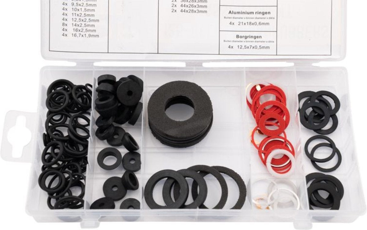  Topgear Kraanleer - Sanitair O - Ring Set - Assortimentbox - 125 Stuks