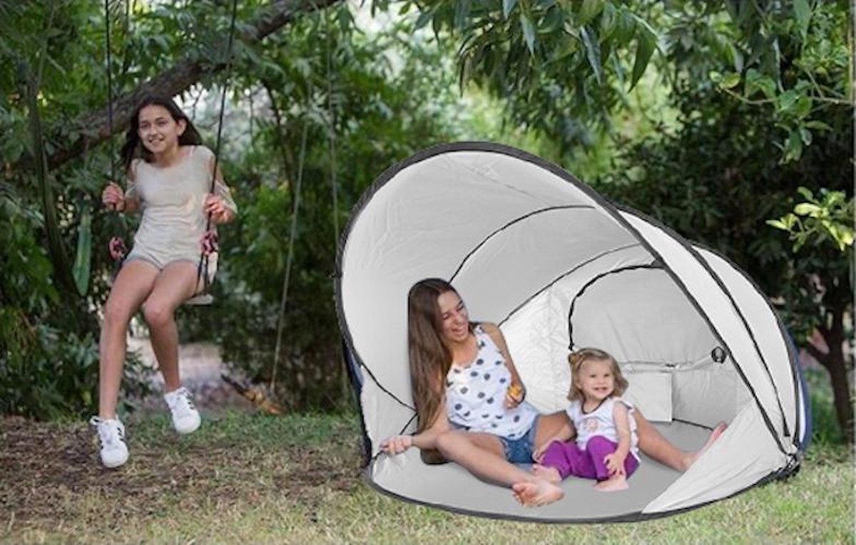  Deryan Luxe Pop Up Strandtent XXL - Anti-UV 50+ - Zilver