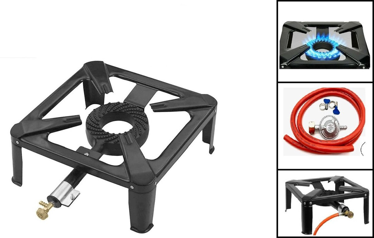  SMH LINE® Wokbrander - Kooktoestel - 40x40cm - 7,5 KW - Incl, Drukregelaar