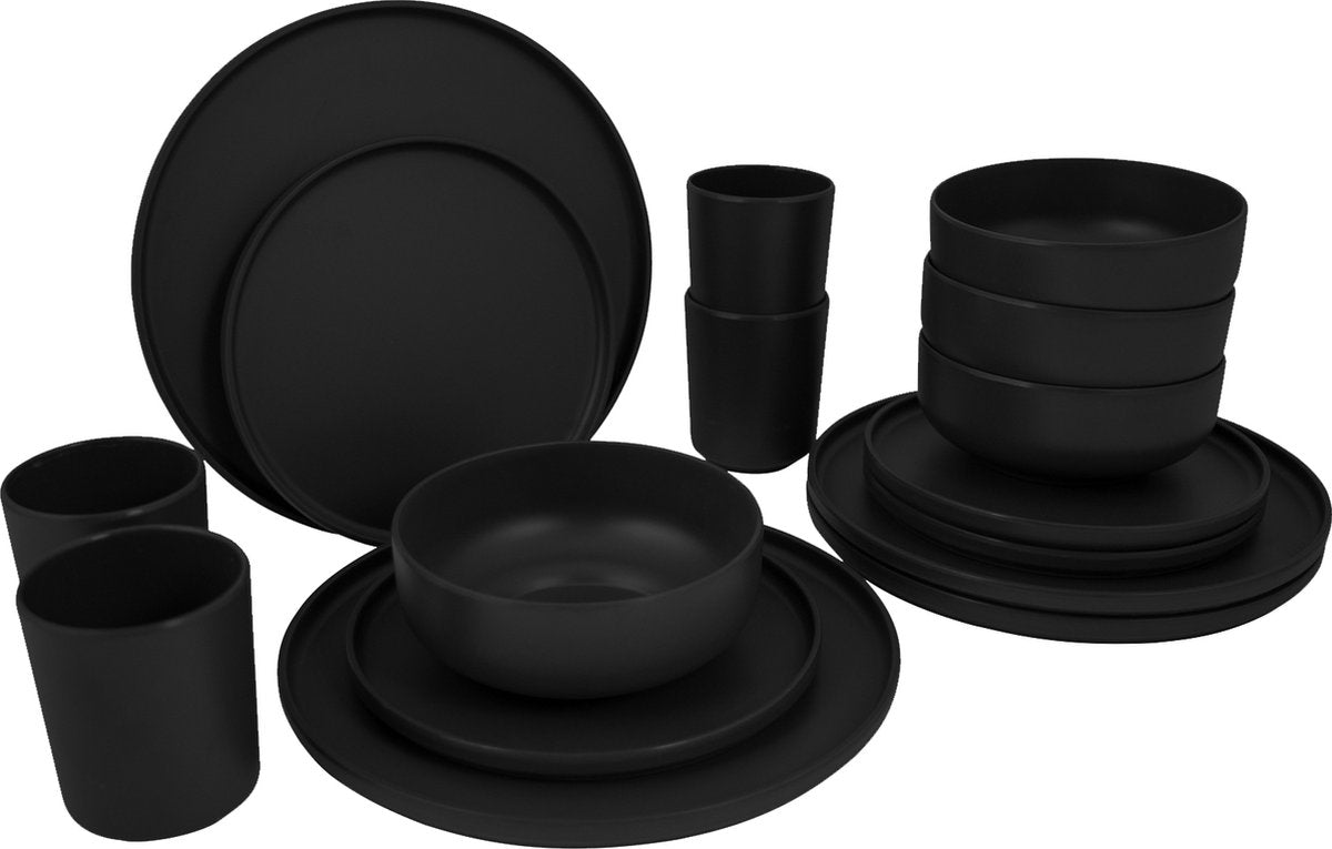  Bo-Camp Industrial - Servies - Patom - 16-Delig - Zwart