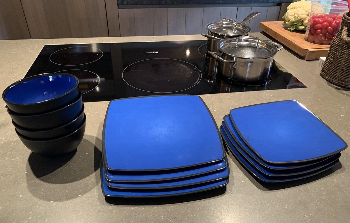  Camping Servies - 12 Delig – 100% Melamine Servies Set – Campingservies – Melamine Servies - Blue Ocean