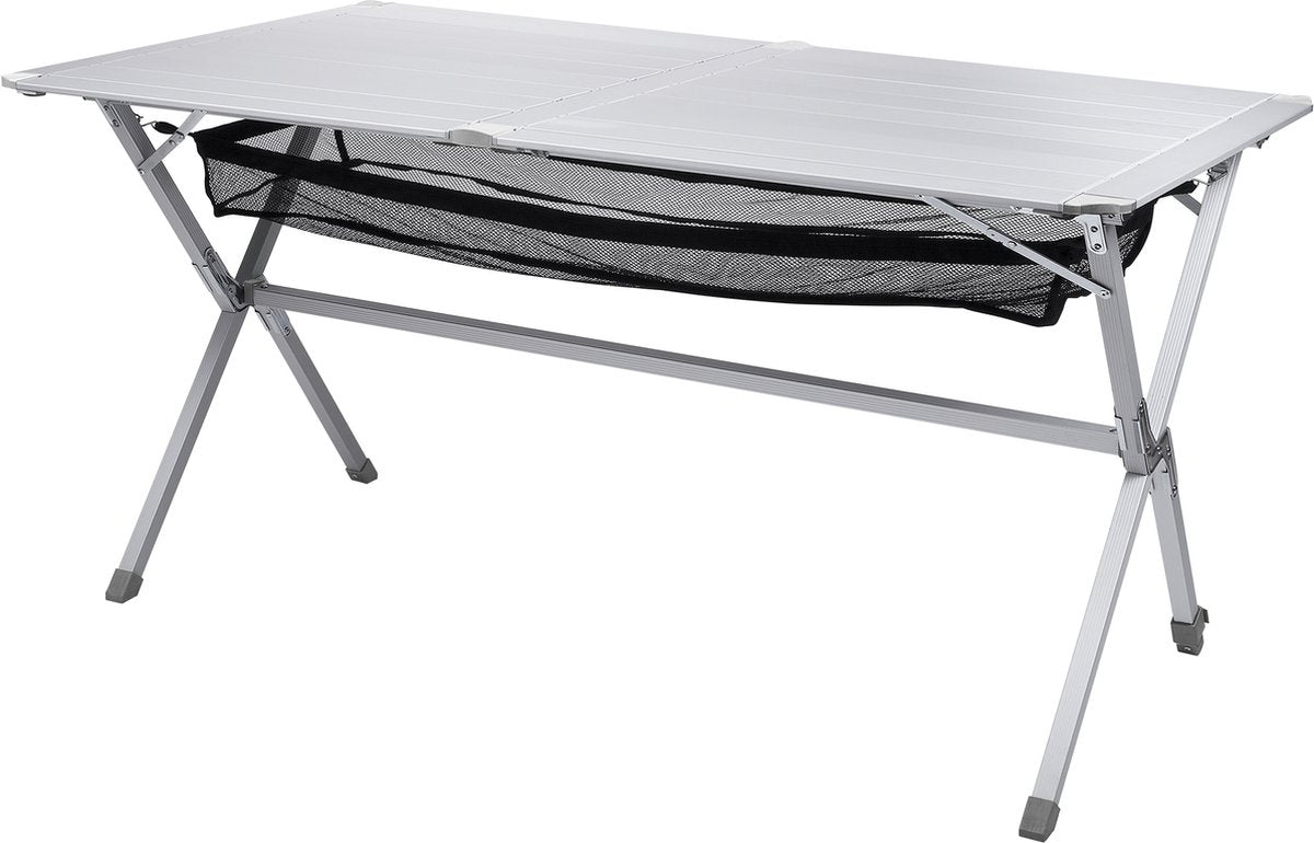  Campart Campingtafel XL TA-0806 - Opvouwbaar, Lichtgewicht En Met Verstelbare Poten - Kampeertafel Inklapbaar Inclusief Opbergtas - 140 X 80 X 70 Cm - Wit