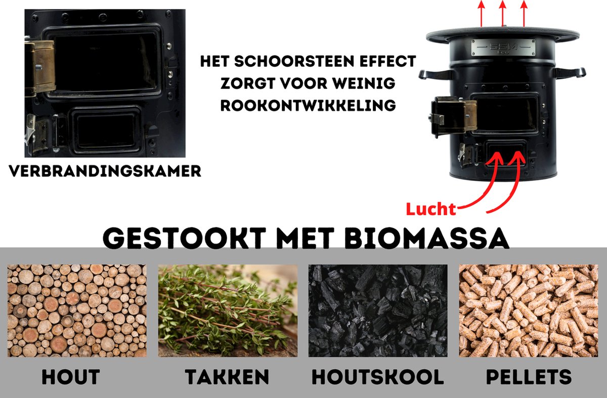  Dutch Rocket Stove - Rocket Stove - Kooktoestel Op Houtvuur - Met Draagtas - Dutch Oven