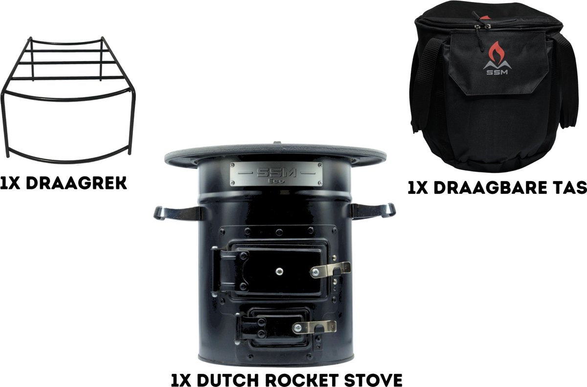  Dutch Rocket Stove - Rocket Stove - Kooktoestel Op Houtvuur - Met Draagtas - Dutch Oven
