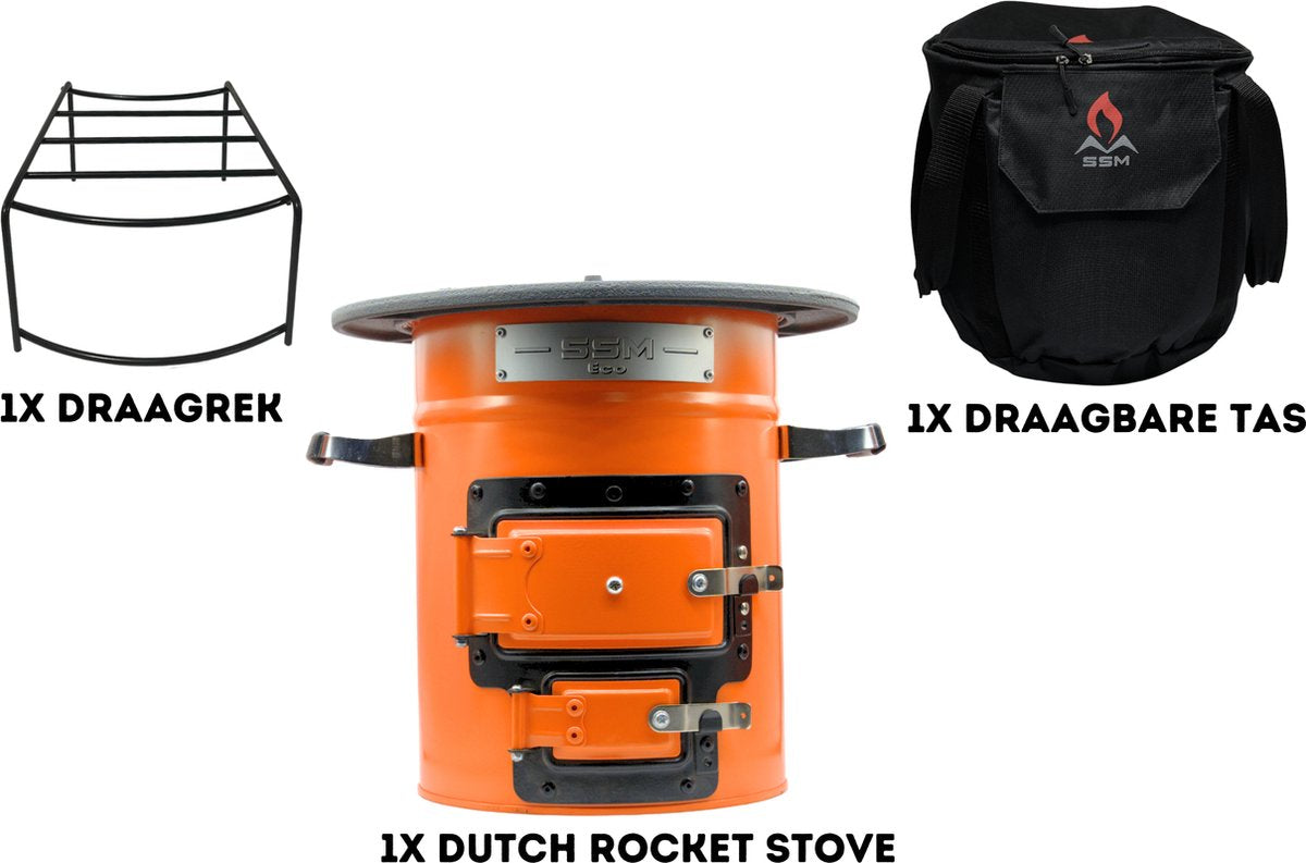  Dutch Rocket Stove - Rocket Stove - Kooktoestel Op Houtvuur - Met Draagtas - Dutch Oven