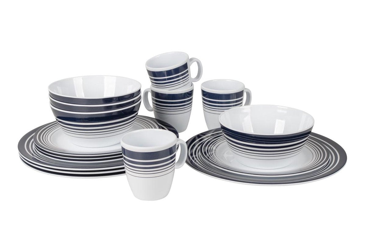  Bo-Camp - Servies - Classic - 16-Delig - Wit/Navy