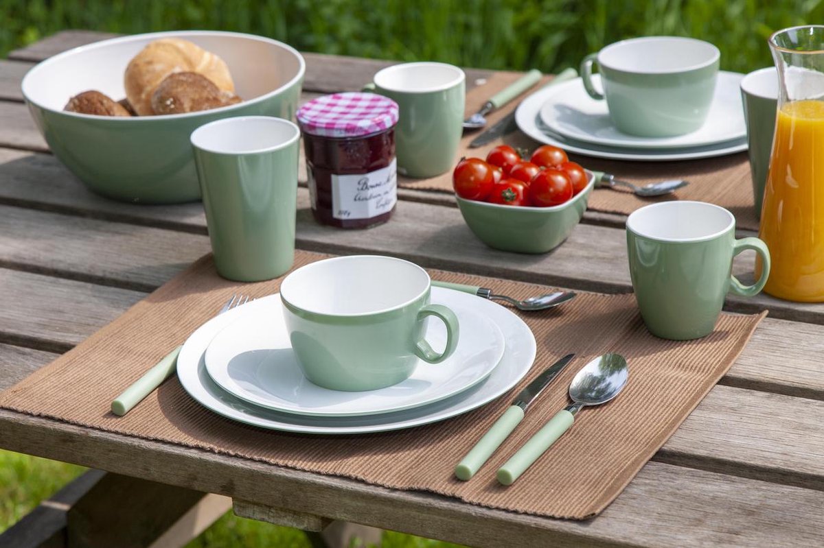 Bo-Camp Servies - Campingbord - 100% Melamine - 16-delig - Groen