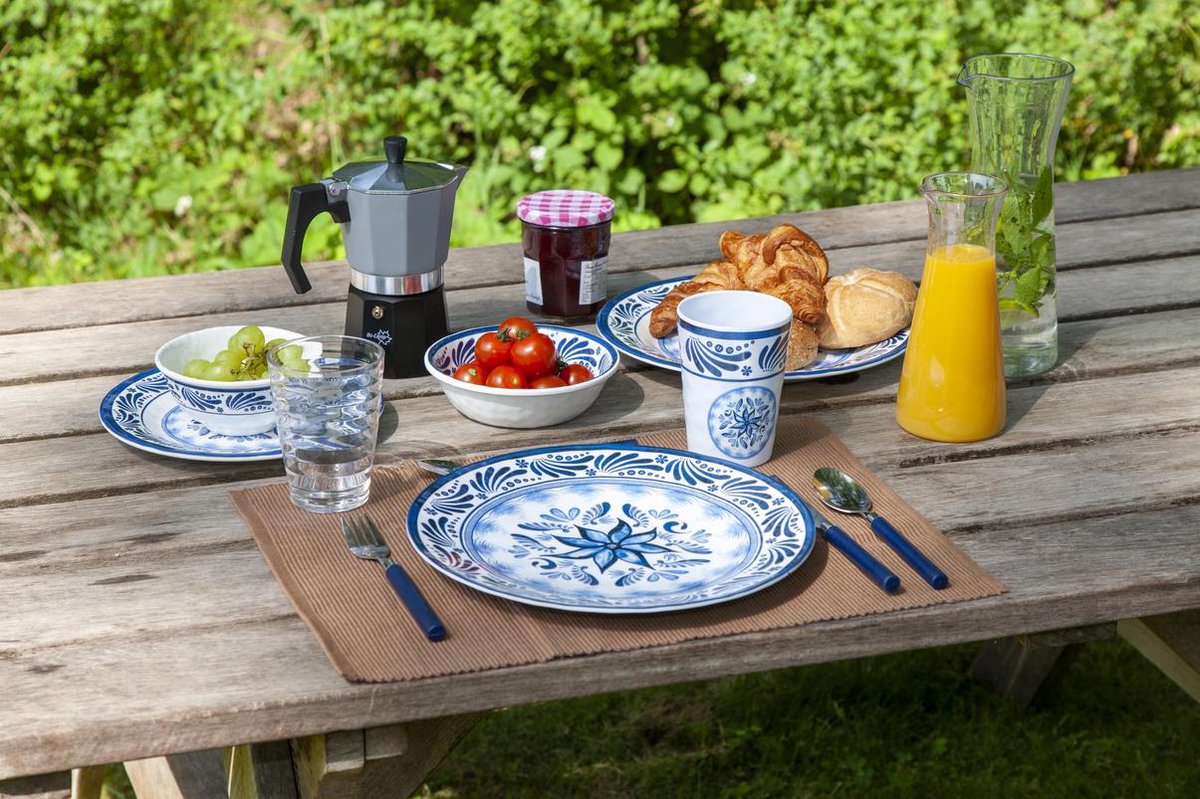  Bo-Camp - Servies - Campingbord - 16-Delig - Old Dutch - Blauw Servies