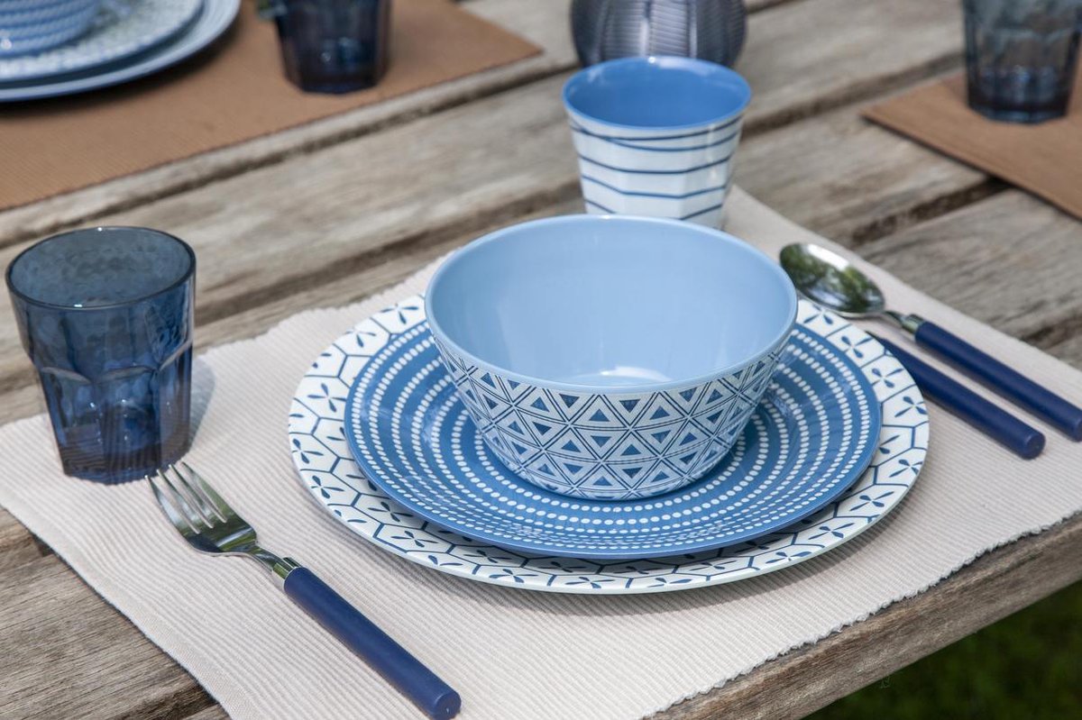  Bo-Camp - Servies - Mix &amp; Match- 16-Delig - Blauw