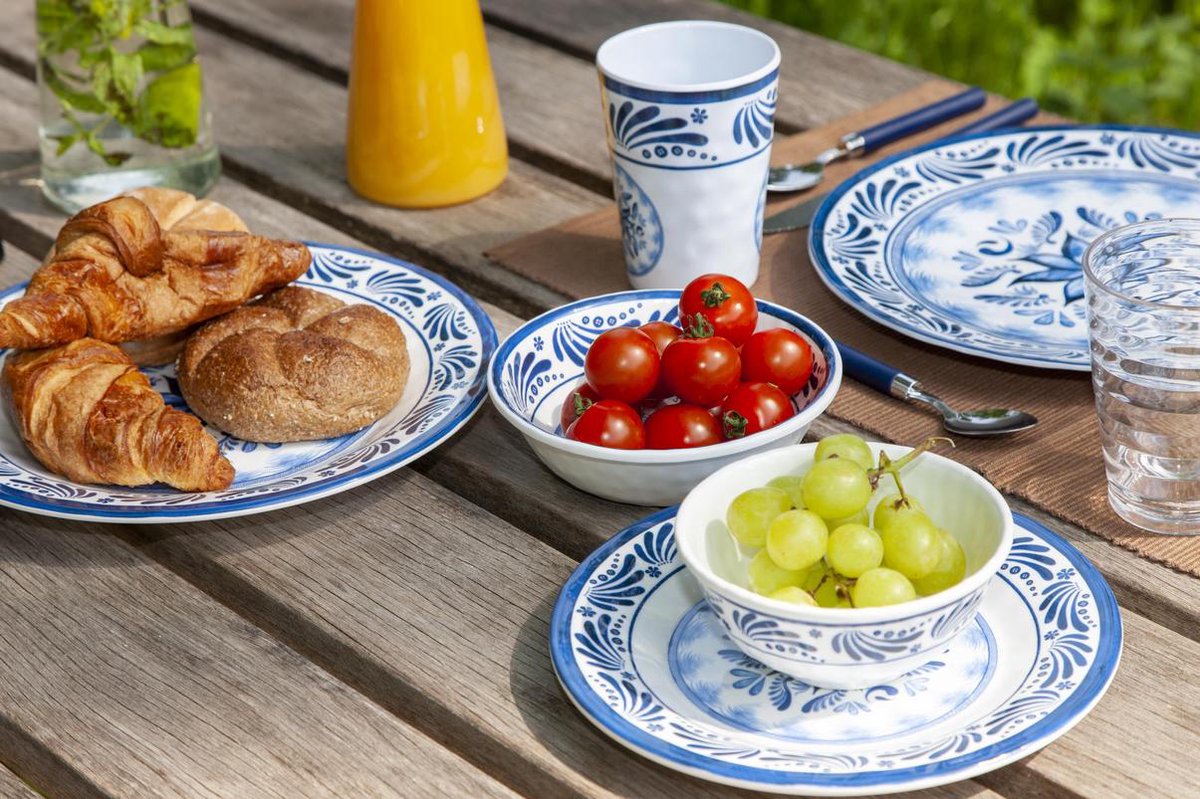  Bo-Camp - Servies - Campingbord - 16-Delig - Old Dutch - Blauw Servies