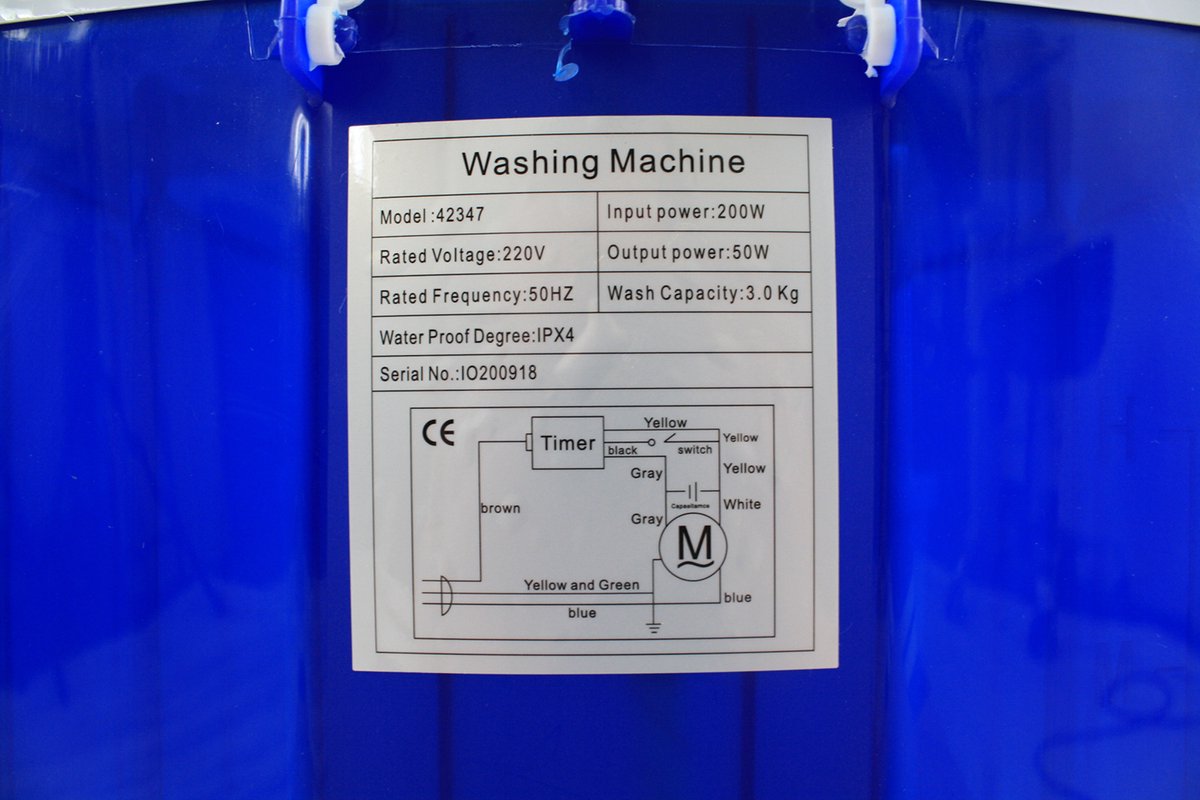  Lowander Mini Wasmachine 3kg Met Centrifuge - Kleine Camping Wasmachine - Met Bovenlader