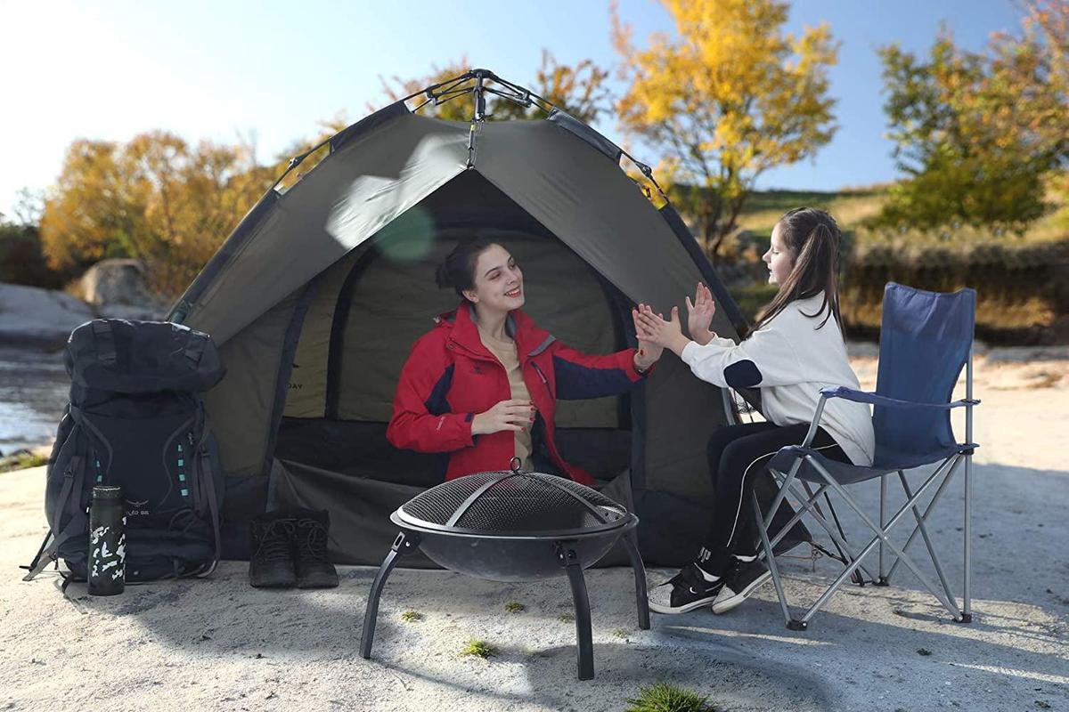  Set Van 2 Opvouwbare Campingstoelen, Klapstoelen Voor Buiten, Comfortabel, Met Armleuningen En Bekerhouders, Stabiel Frame, Draagvermogen 120 Kg - Blauw