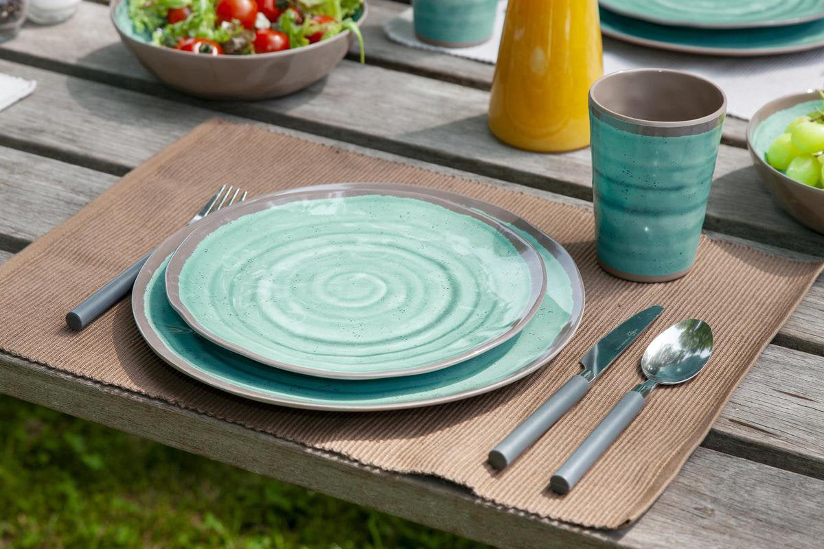  Bo-Camp Servies Halo - 12 Delig Melamine - Aqua
