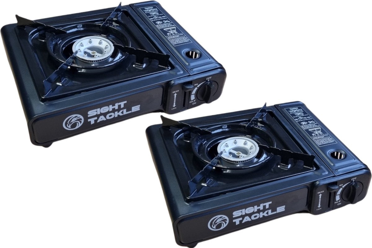  Camping Kookstel - Kooktoestel - Kampeer Kookstel - Gasstel - Gaspit - Kookplaat - Elektronische Ontsteking - 2 Stuks
