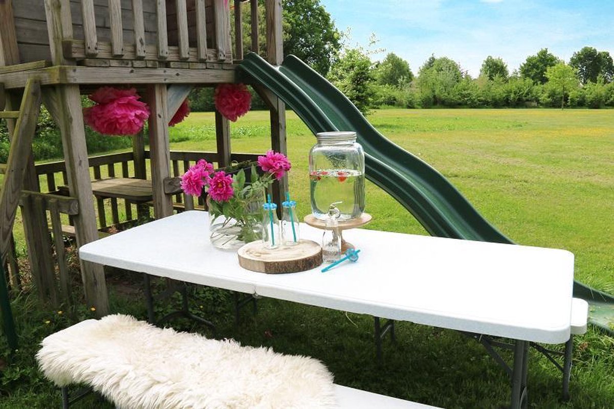  ERRO Campingtafel - Vouwtafel - 180x74x72 Cm - Wit - Voor 8 Personen