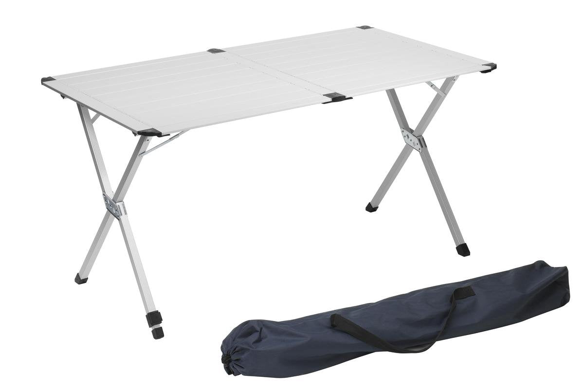  Campart Campingtafel XL TA-0806 - Opvouwbaar, Lichtgewicht En Met Verstelbare Poten - Kampeertafel Inklapbaar Inclusief Opbergtas - 140 X 80 X 70 Cm - Wit