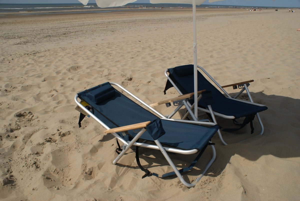  Strandstoel Verstelbaar Rugleuning 4 Standen Rugzak Inklapbaar Beach Chair Opvouwbaar