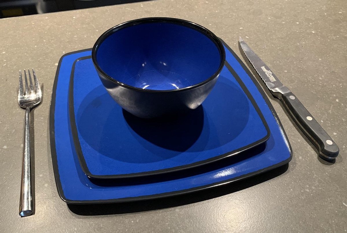  Camping Servies - 12 Delig – 100% Melamine Servies Set – Campingservies – Melamine Servies - Blue Ocean