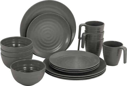  Bo-Camp Campingservies - 100% Melamine - 16-delig - Stone - Grijs