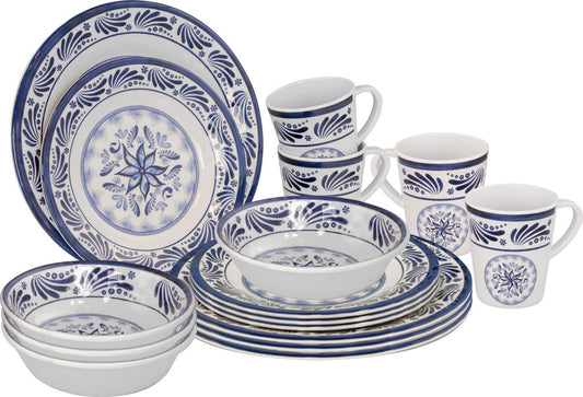  Bo-Camp - Servies - Campingbord - 16-Delig - Old Dutch - Blauw Servies