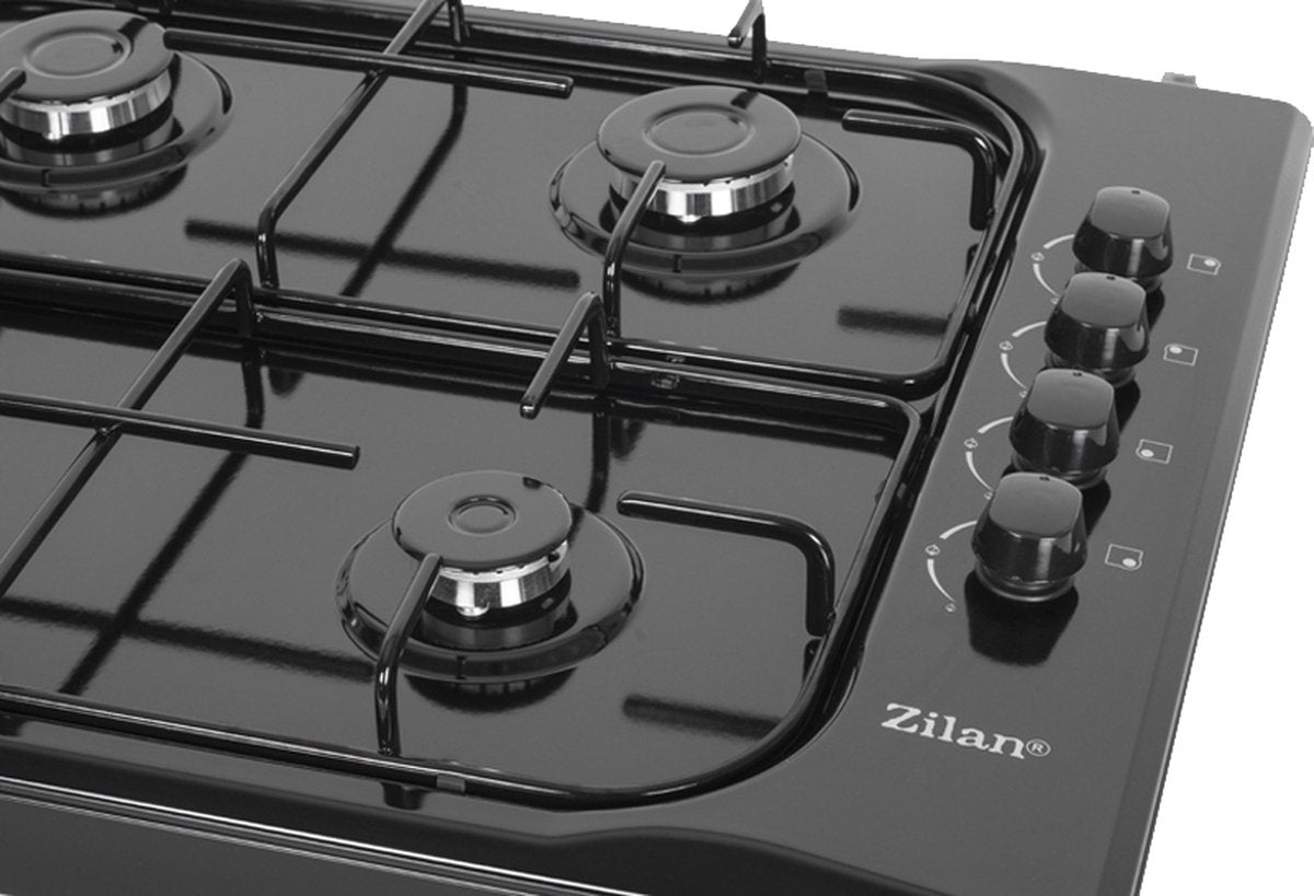  Zilan - Vrijstaande Gaskookplaat - 4 Branders - Gaskooktoestel 4 Pits - Zwart - Roestbestendig
