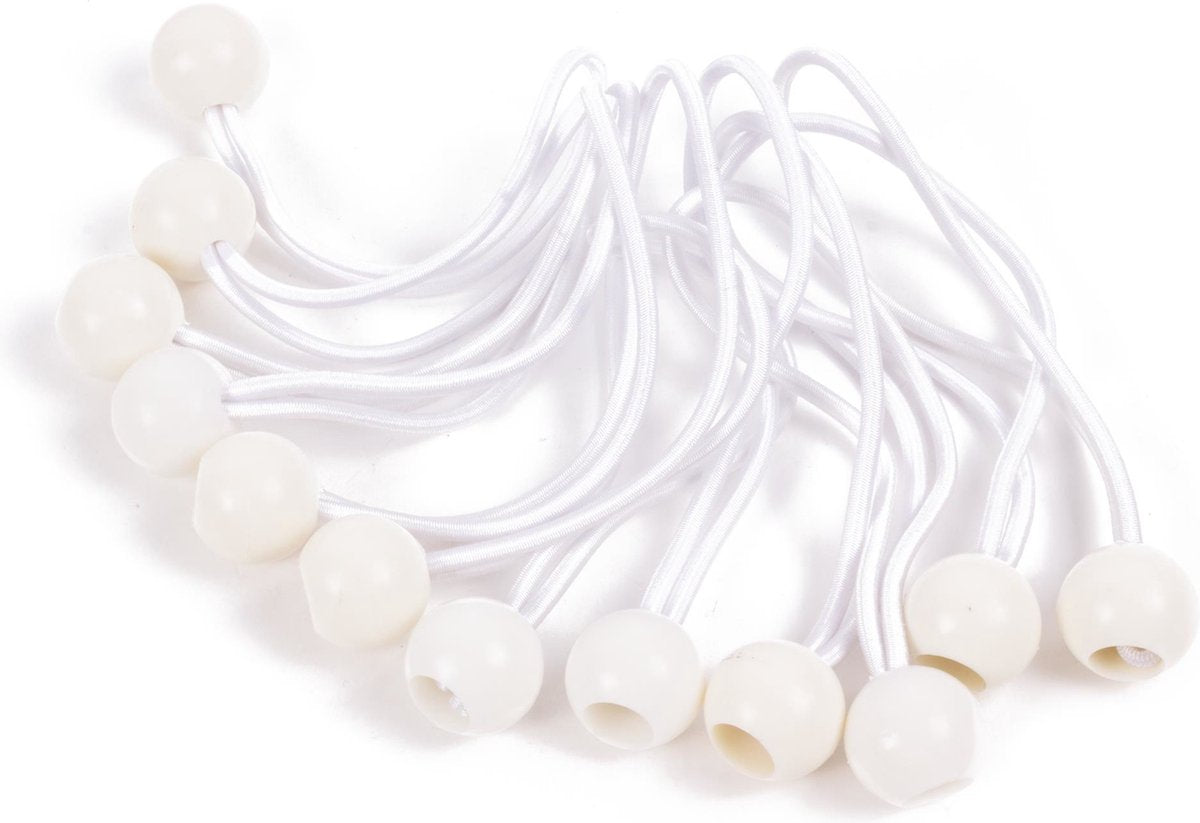  Elastiek Met Bal Wit - 12 Delig - Spanelastiek - 17cm - Benson