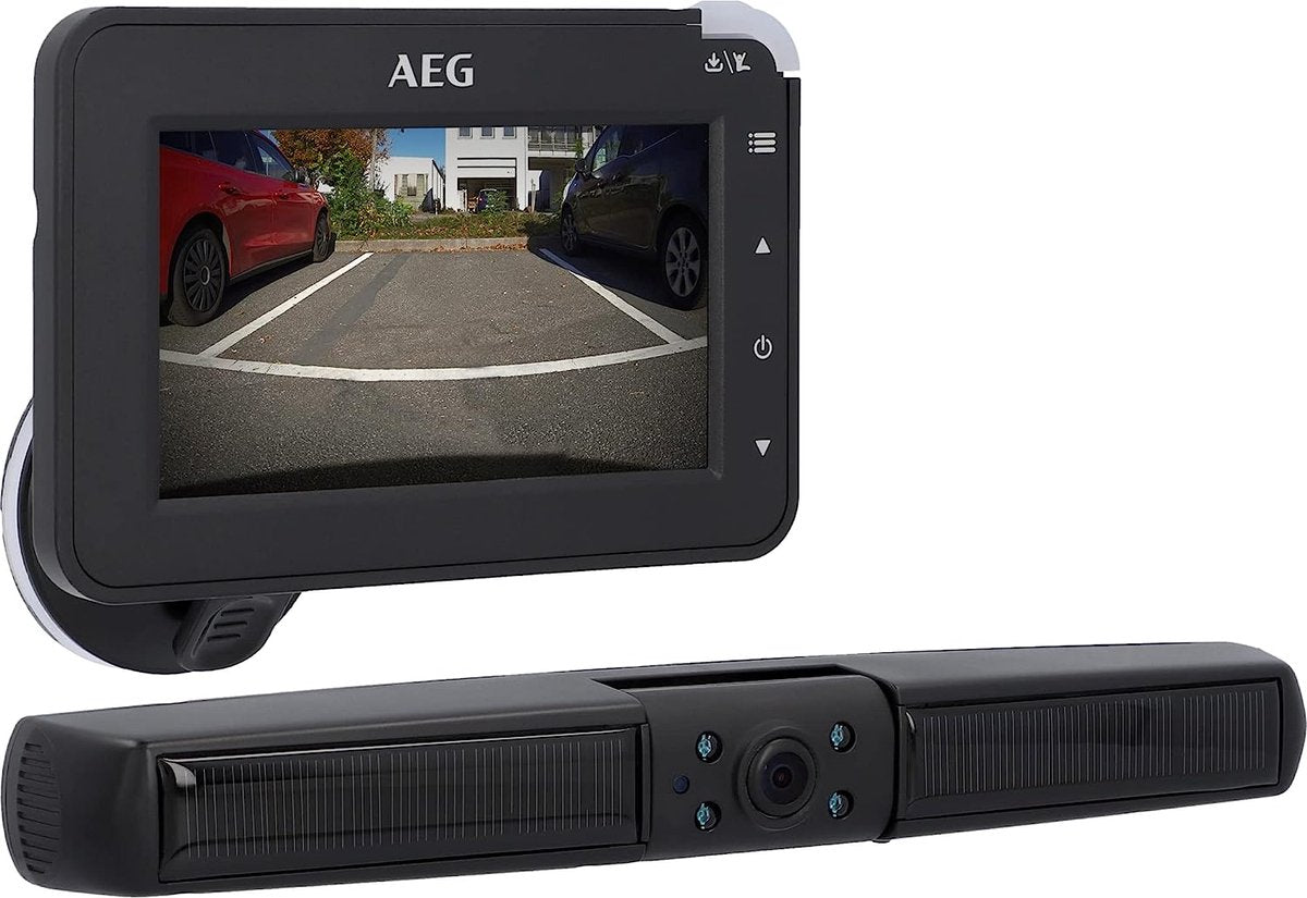  AEG RV 4.3 Achteruitrijcamera Op Zonne-energie, Draadloos, Digitaal, Parkeer-/rangeerhulp, Met Radiozender, Lcd-dual-display, Waterdicht, Nachtzicht