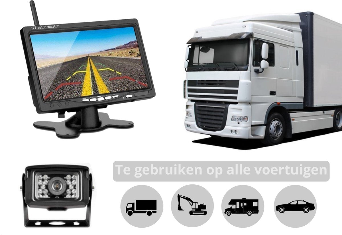  SightStrong Draadloze Achteruitrijcamera - 7” Scherm - Nachtzicht 18LED 15m