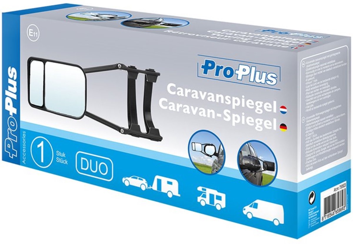 PROPLUS Pro Plus Caravanspiegel - Duo - 23 Cm - Universeel Voor Links En Rechts - Zwart