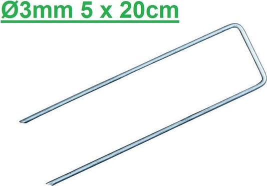 Merkloos 50 Stuks Gronddoekpennen - Kunstgraspennen - Worteldoekpennen Ø3mm - 5 Cm Breed En 20 Cm Lang