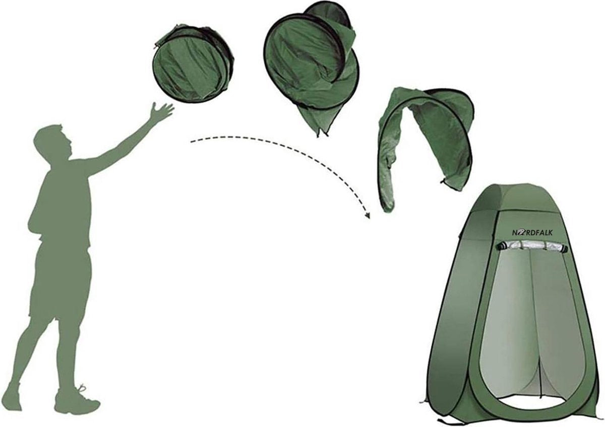  NordFalk Douchetent Pop-up 190 Cm - Camping Douche - Omkleedtent - Incl. Tentharingen En Draagtas - Groen