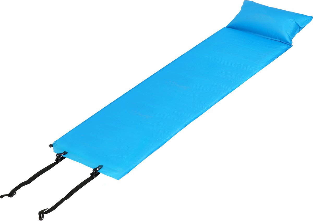  Springos Slaapmat | Zelfopblazend | 186 Cm | Inclusief Hoes &amp; Hoofdkussen | Lichtblauw