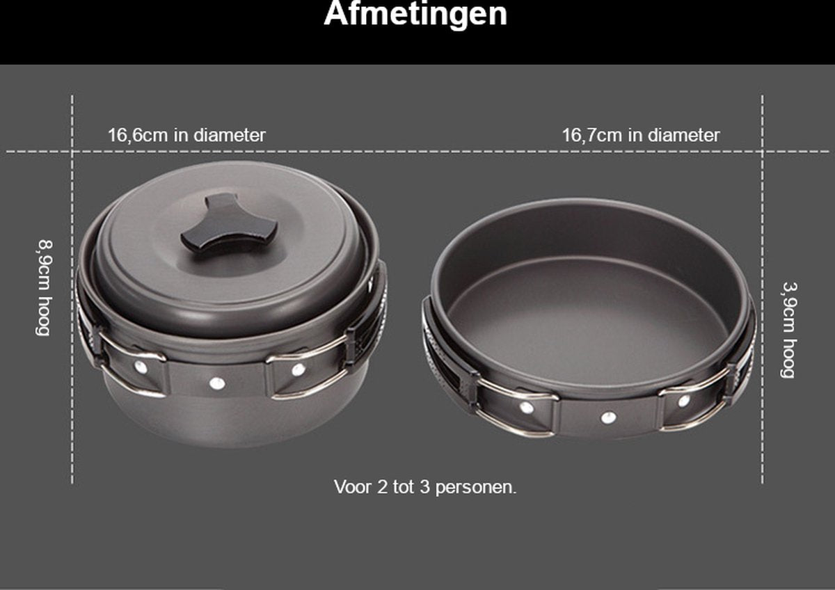  Hikr® Camping Pannenset - Complete 22-delige Kookset - Lichtgewicht - Kookgerei Servies - Outdoor - BPA-vrij - Keukengerei Set