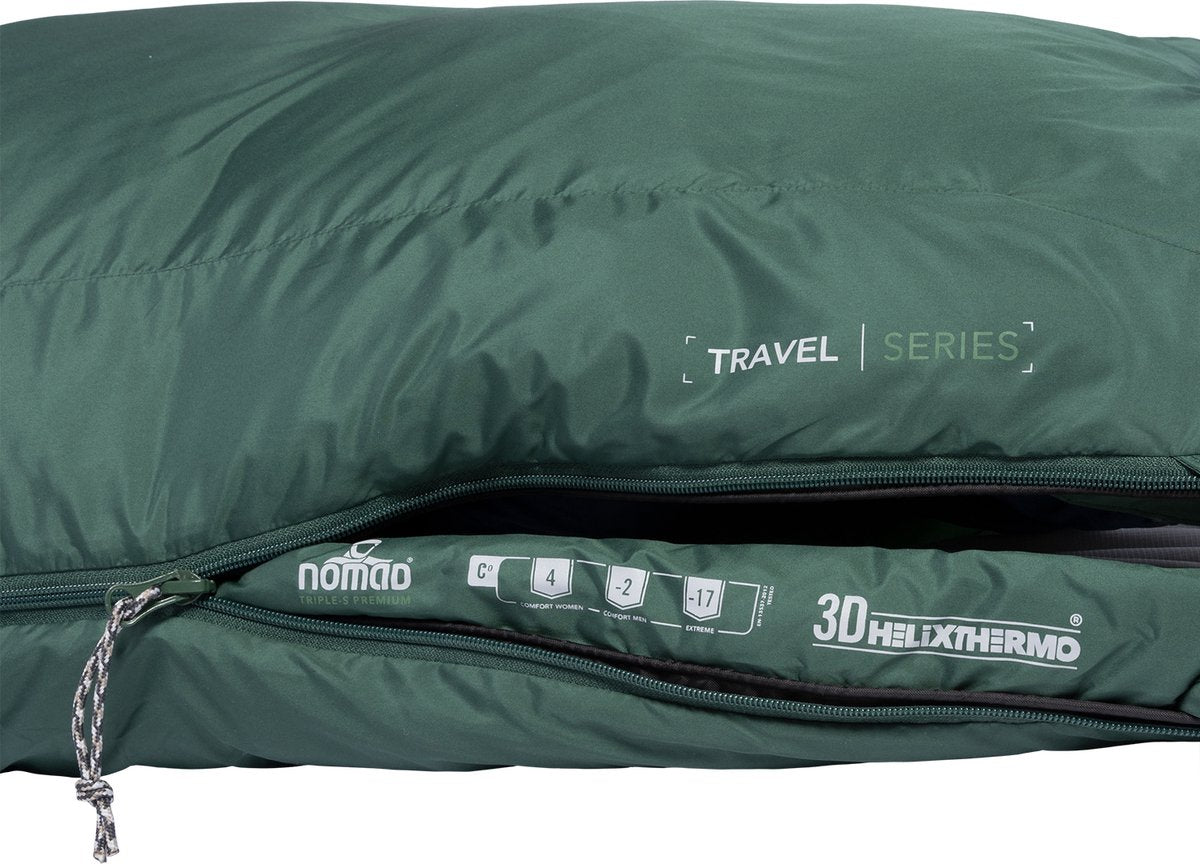  NOMAD® Triple-S Premium Plus Slaapzak (Links) | 220x80cm Groen | Lichtgewicht &amp; Kwalitatief | Slaapzak | Incl Hoes