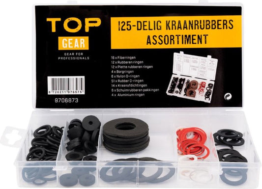  Topgear Kraanleer - Sanitair O - Ring Set - Assortimentbox - 125 Stuks