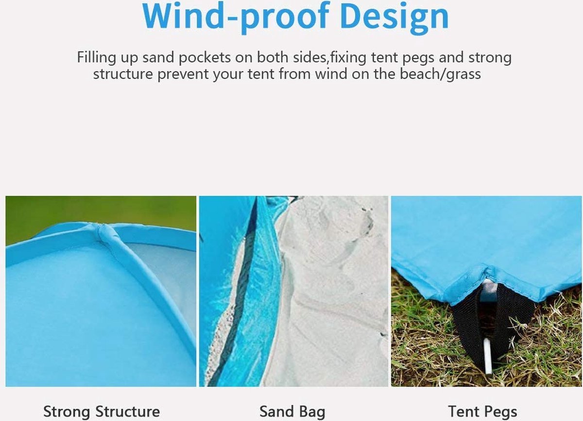  IGOODS Pop-up Tent - 2/3-Persoons - Blauw
