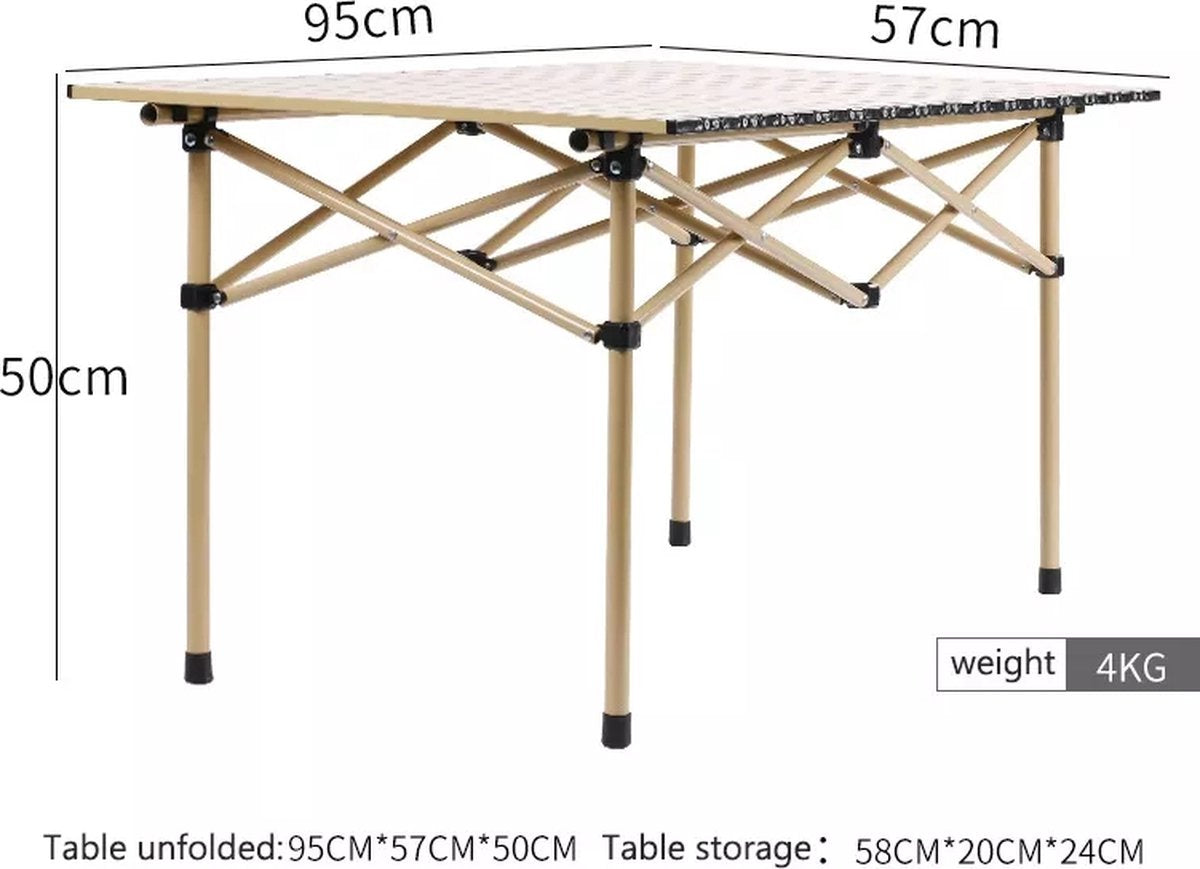  Buxibo - Lichtgewicht Vouwbare Campingtafel - Inklapbaar - Vis/Tuin/Picknick Tafel - Kamperen - Met Opberghoes - Aluminium - Grijs