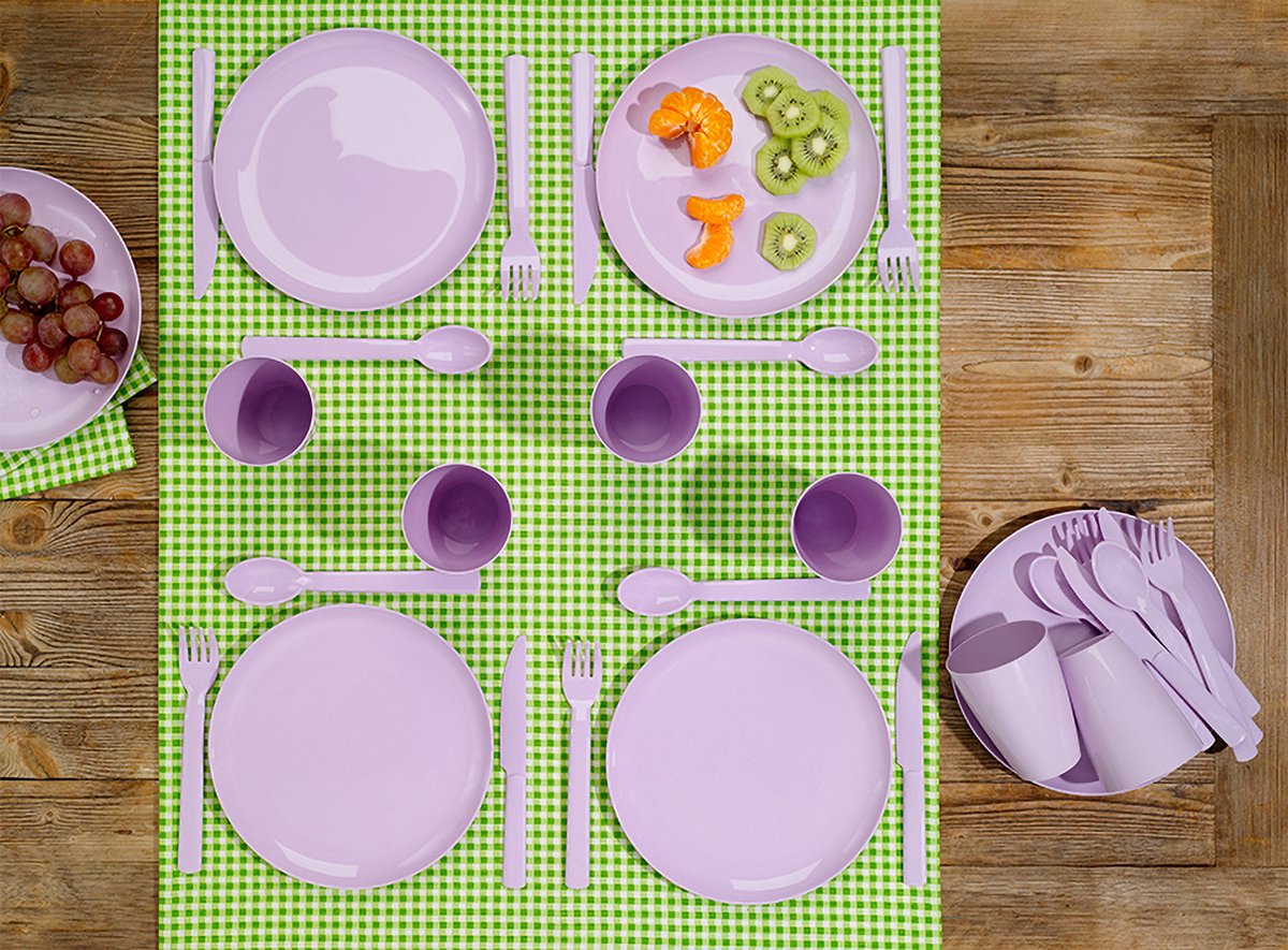  Campingservies - Picknick Bestek - 31 Delig - 6 Personen - Mintgroen